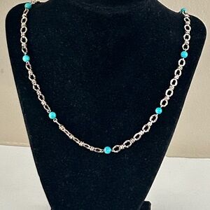 Atasay Kuyumculuk sterling necklace with turquoise beads. Marked AK Turkey 925.